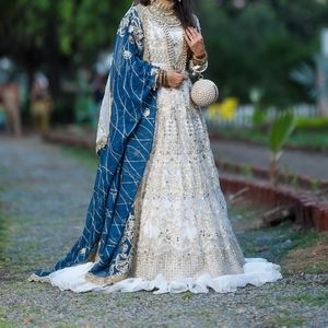 Elan Women's Wedding Festive Formal Long Dress - 3 Piece, White/Ivory XS
